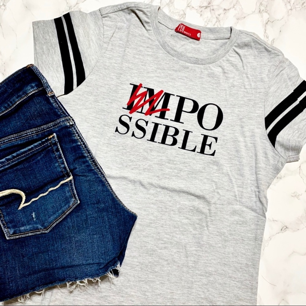 PDI impossible is possible gray print top size S